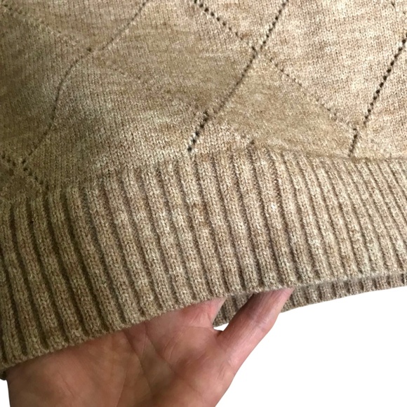 Lace Trim V-Neck Knit Sweater | Neutral Taupe & Black - Picture 13 of 16